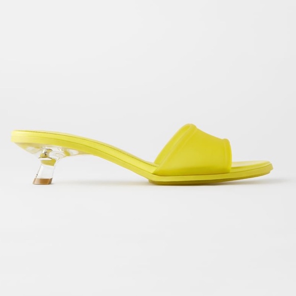 ZARA Yellow Rubber Kitten Heel Sandals EUR 39 US 8 - Picture 2 of 6